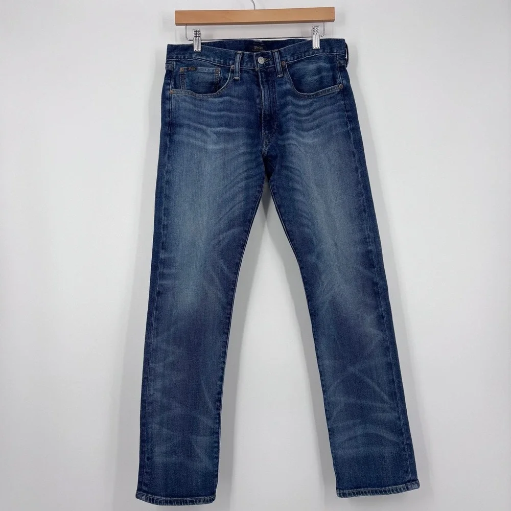 Polo Ralph Lauren Varick Slim Straight Jeans Mens 31x30 Blue Denim Classic Pants